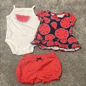 3-6mo Watermelon-Themed Kids Outfit Set